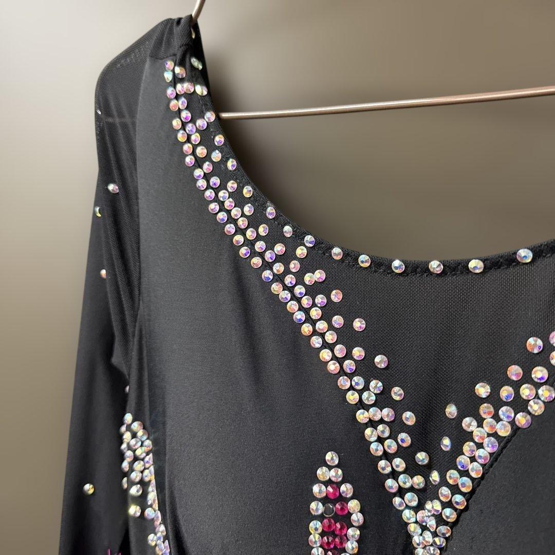 【Mサイズ】社交ダンス　ドレス　ブラック×ピンク