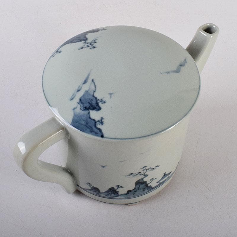 Palm Tree　古伊万里写　染付　山水文　水注　共箱　V　7975C