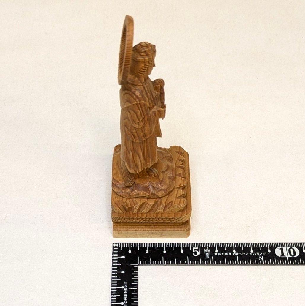 【ゲリラセール・新品】 子安鬼子母神　木地彫り　下台付　高さ約13cm　鬼子母神