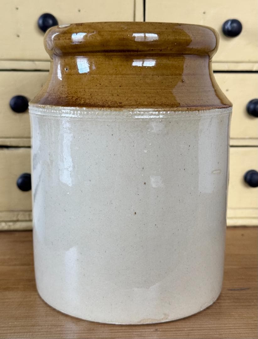 イギリス　アンティーク　陶器　ストーンウェア　ジャー　ボトル　キッチンツール入れ