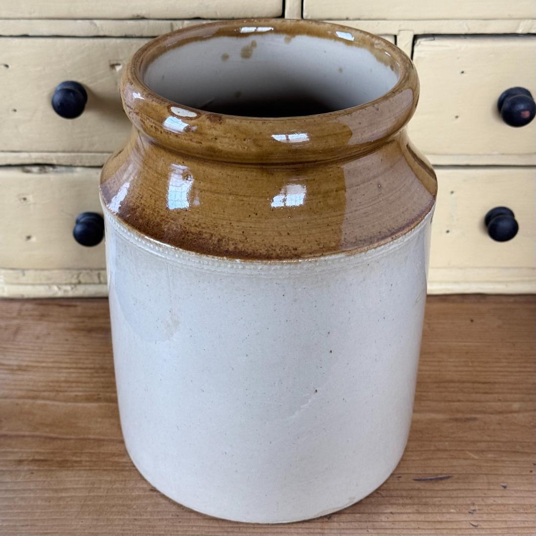 イギリス　アンティーク　陶器　ストーンウェア　ジャー　ボトル　キッチンツール入れ