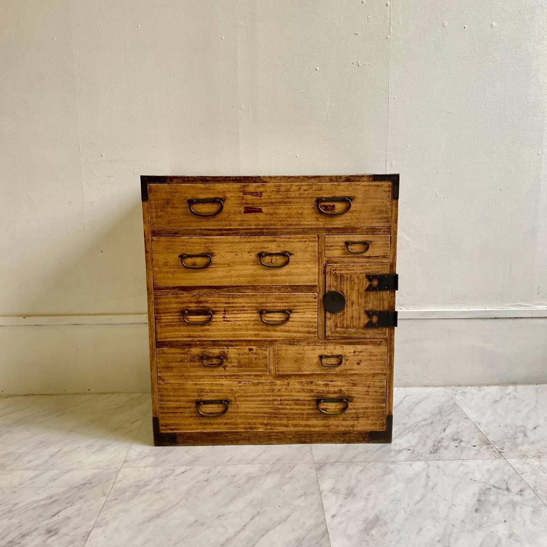 アンティーク 箪笥 小タンス 小引き出し 桐 金具 古道具