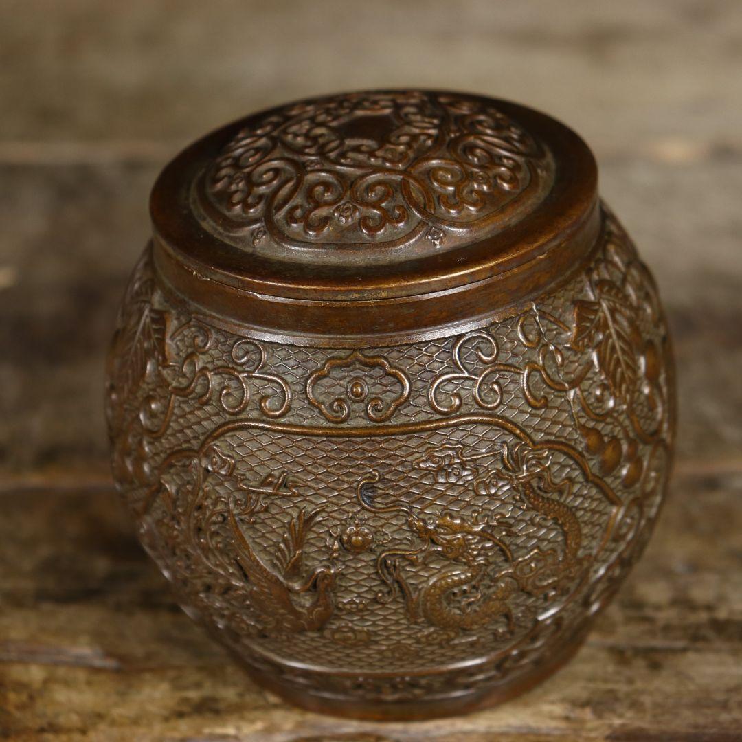 銅 細工 龍鳳茶壺 茶道具 香道具 装飾品 工芸品 置物