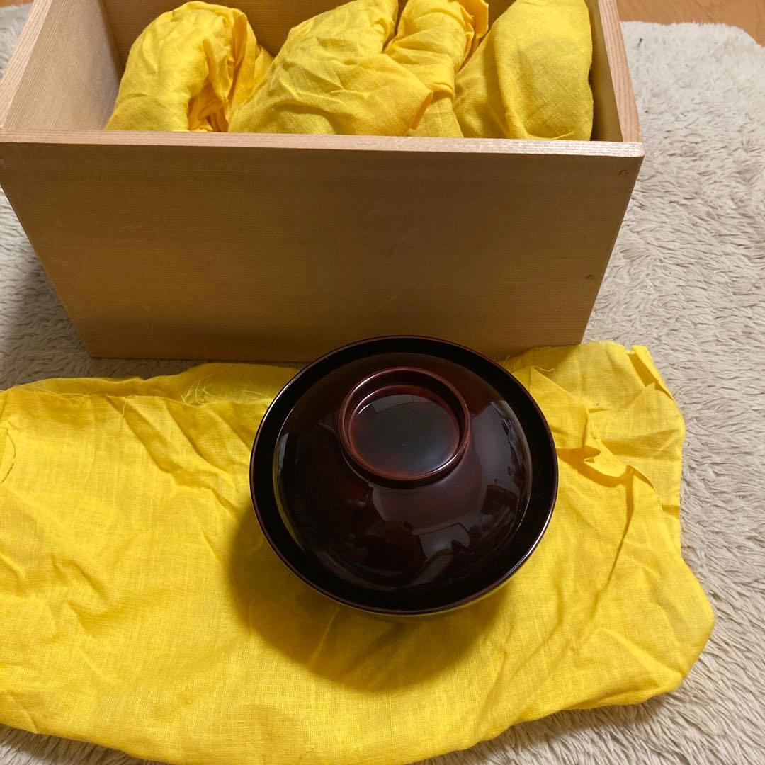 輪島塗　慶塚　溜塗　吸物椀　5客