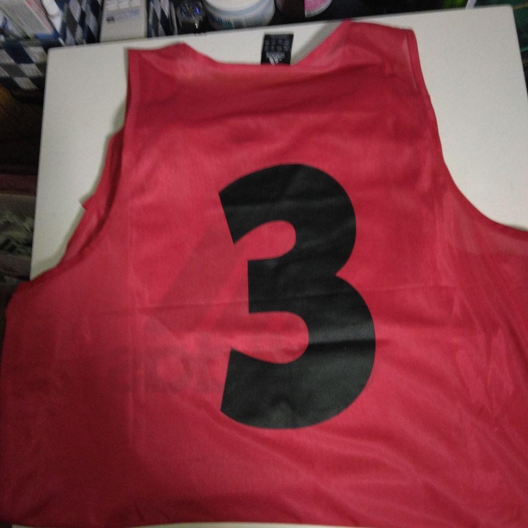 adidas レッド ゲームベスト:7マイセット: L:背番号付き。