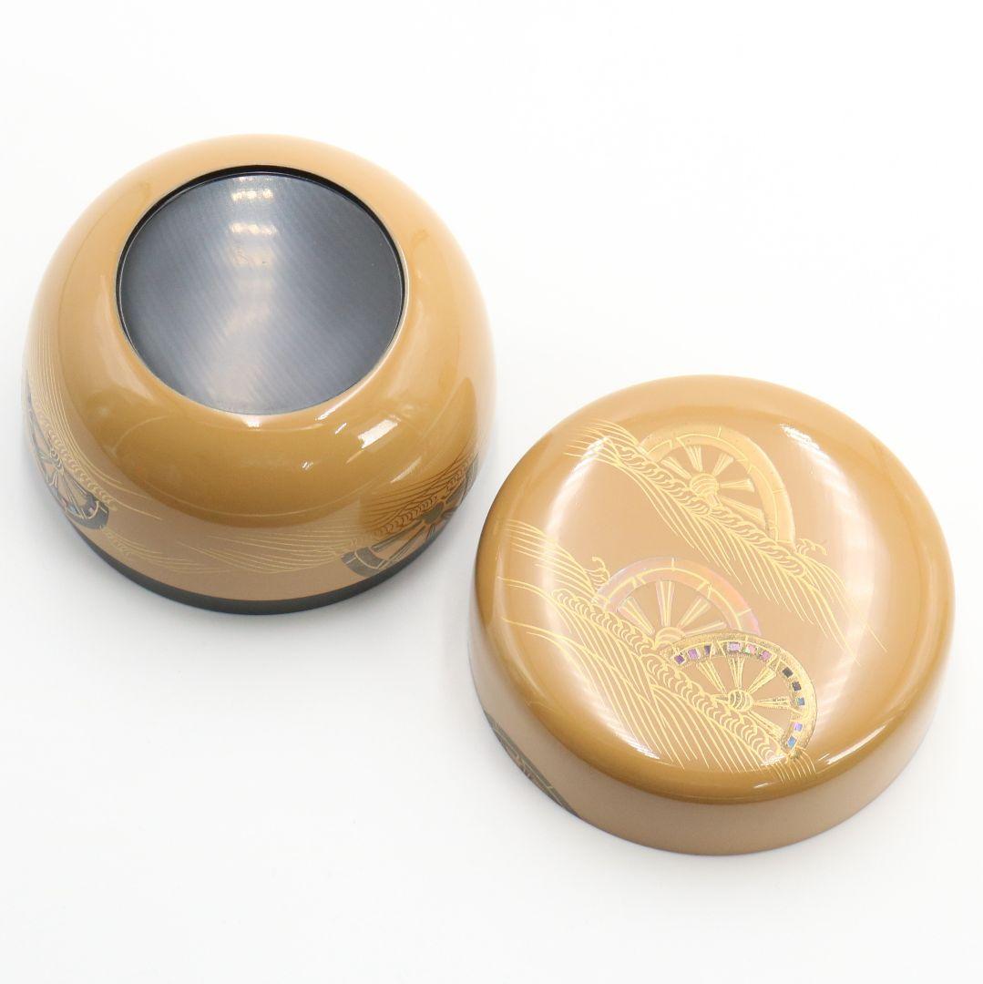 道場宗廣作 白漆源氏車蒔絵平棗 戸田宗寛 即日庵 淡能斎書付　OK167　1F6