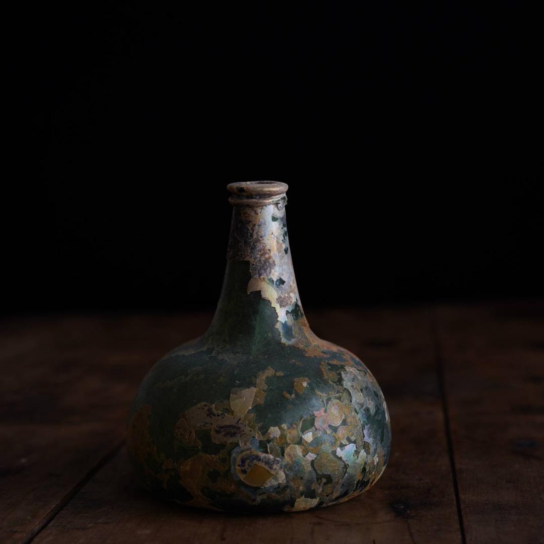 17-18世紀 金化したオニオンボトル オランダ発掘品 アンティーク デルフト