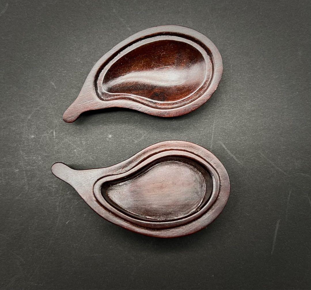 繊細彫刻 唐木 紅木 なす　木彫 蓋物 香合 香道具