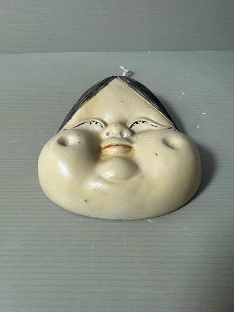 2499 骨董 裏春画 置物 彫刻 おたふく 裏絵 縁起物 お多福 お面　2客