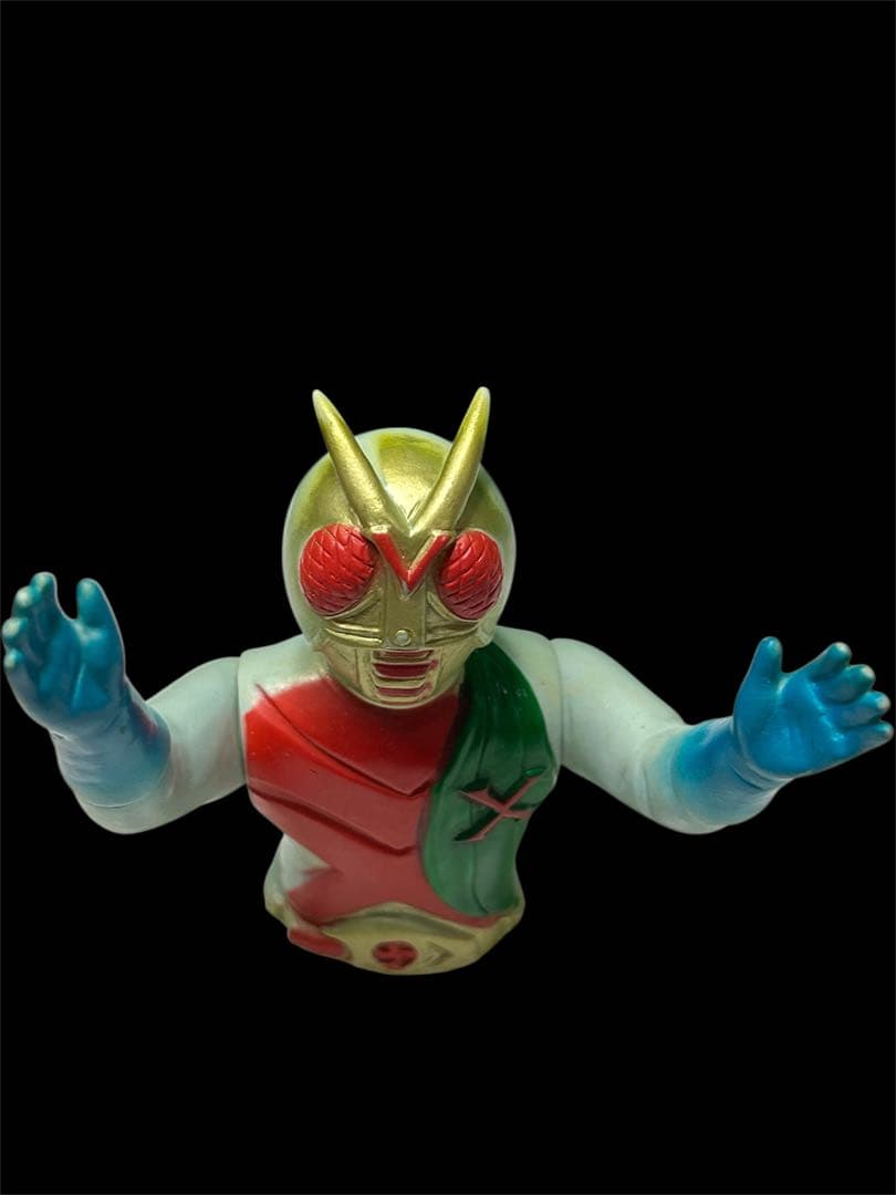 激レア‼️昭和レトロ パチもの 仮面ライダーX風 ソフビ 上半身 当時物　ジャンク