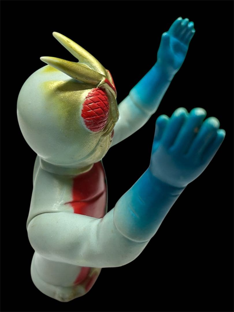 激レア‼️昭和レトロ パチもの 仮面ライダーX風 ソフビ 上半身 当時物　ジャンク