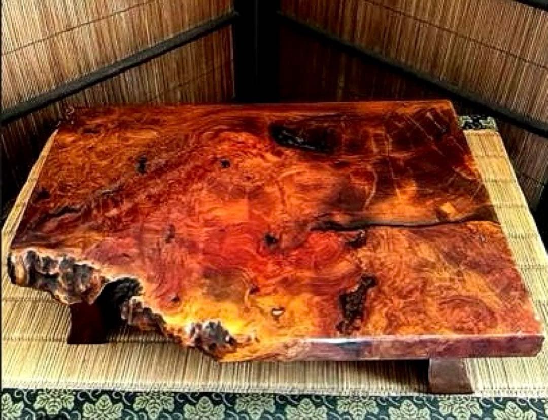 天然時代木 花梨 玉杢 瘤 四足 中型 花台 香台 盆栽台