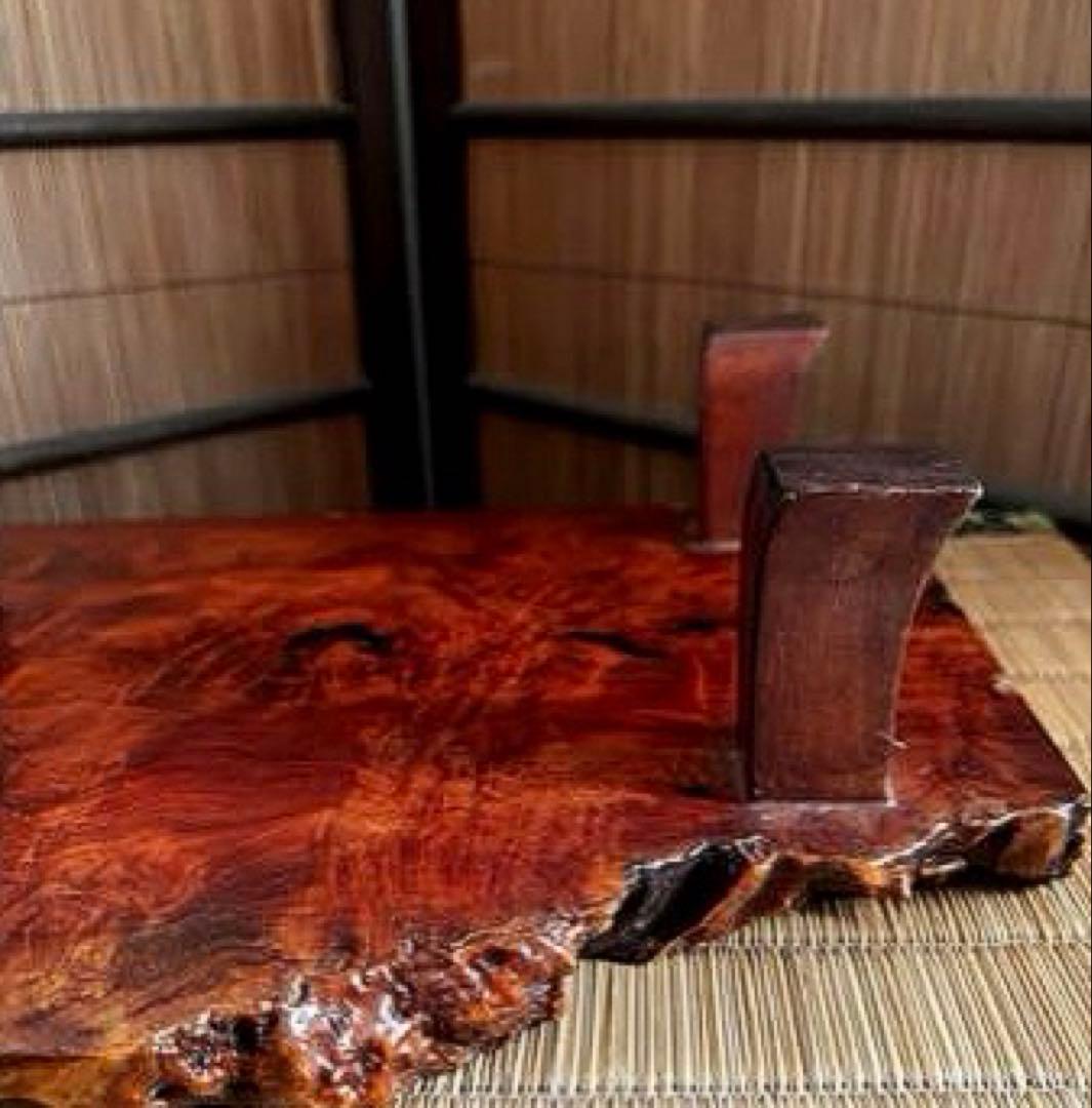 天然時代木 花梨 玉杢 瘤 四足 中型 花台 香台 盆栽台