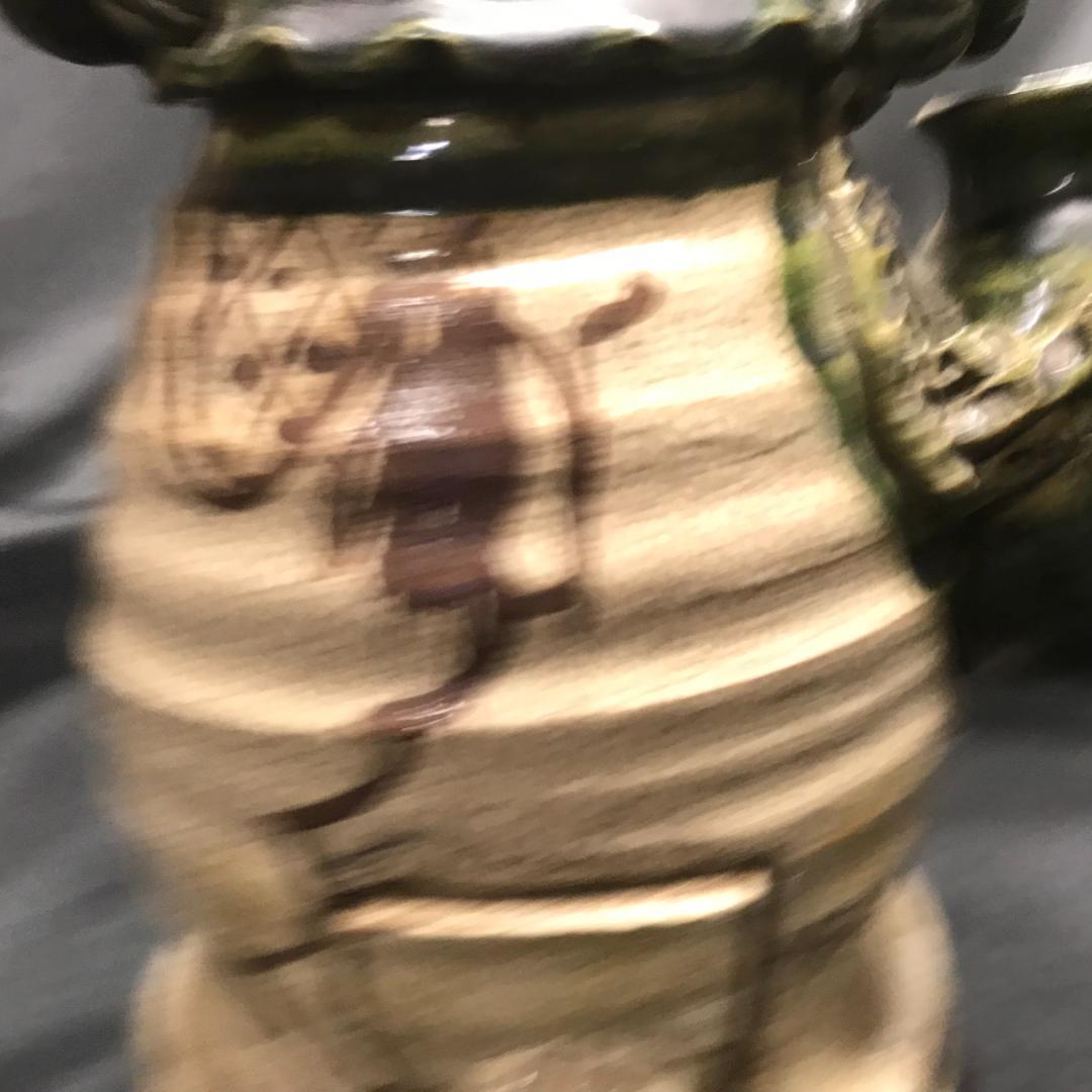 北大路魯山人 織部 南蛮人燭台 蝋燭立て