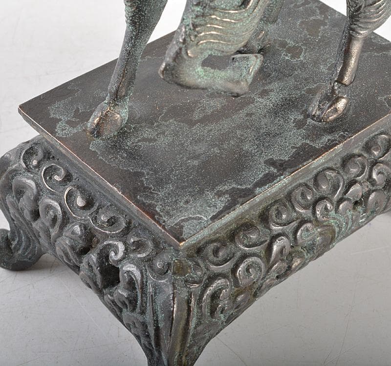 中国　古銅青銅　神獣　置物　時代箱付　V　R5200