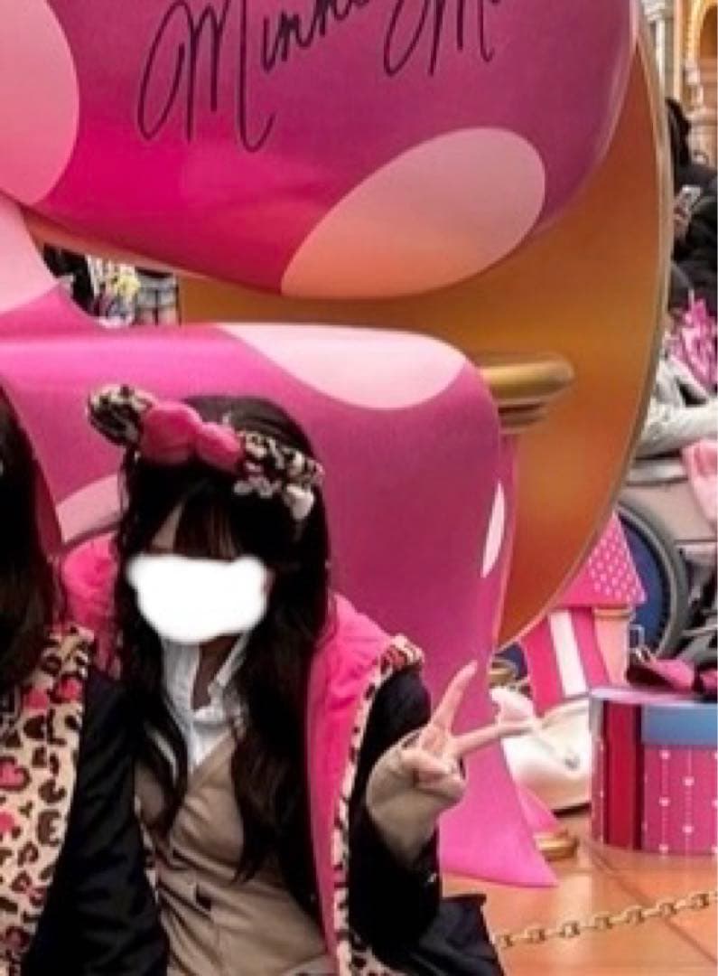 ミニーちゃん　ヒョウ柄　マフラーキャップ