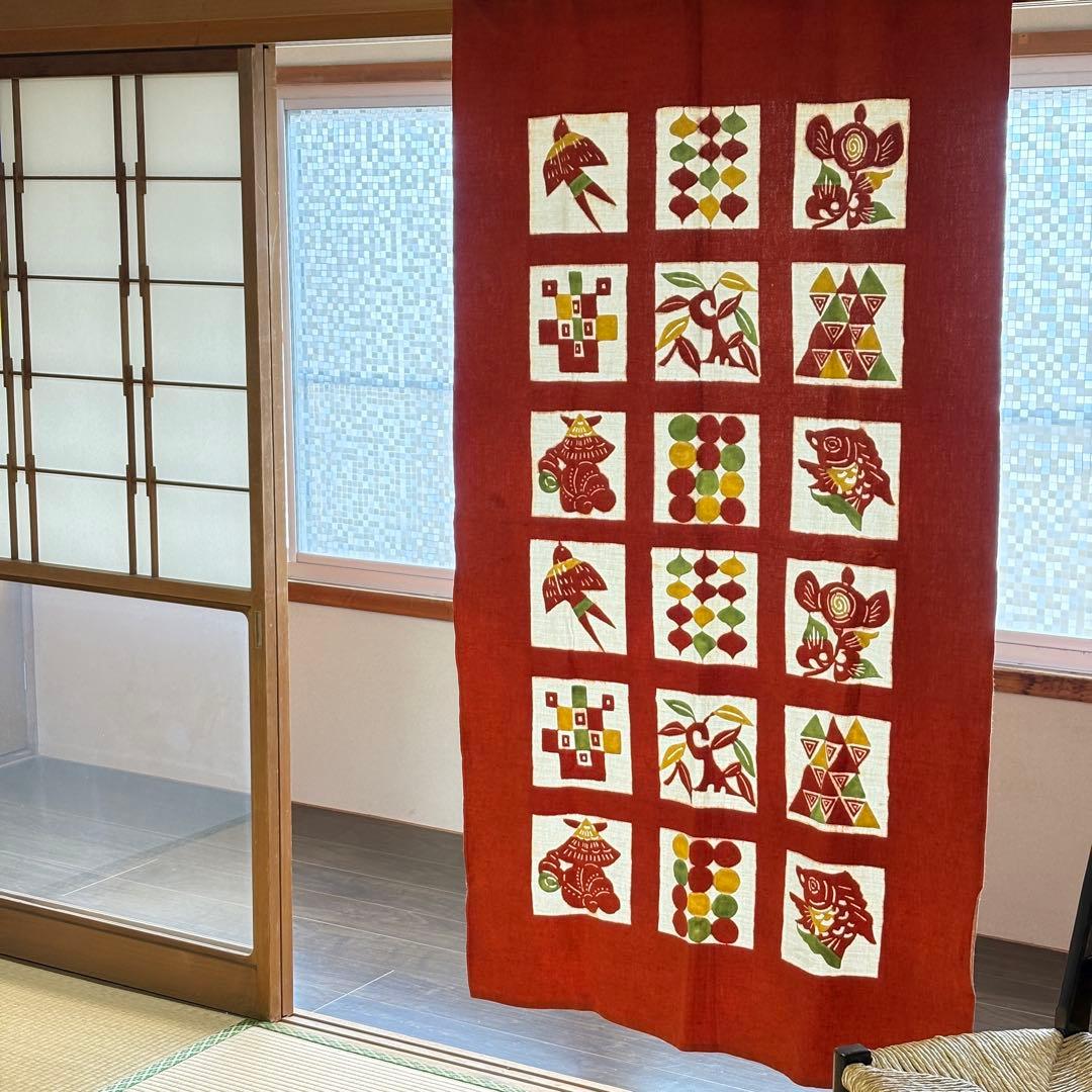 柚木沙弥郎　型染　タペストリー　日本民藝館