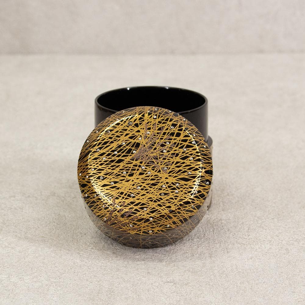 塗師 常寛 淡々斎書付 花押 面中次 嵯峨野蒔絵 棗 茶器 茶道具 木箱