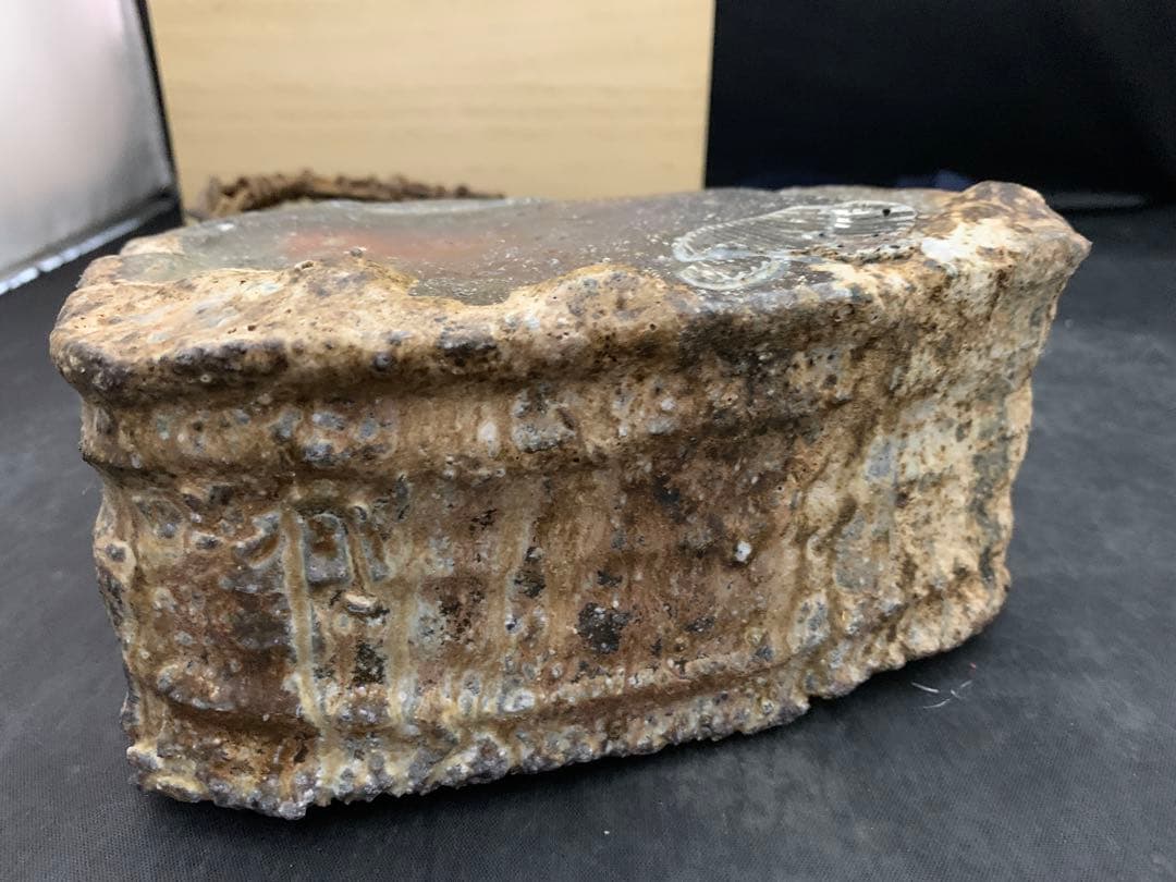 力窯　水垣力　扁壷　花器　花入　土味　栞共箱