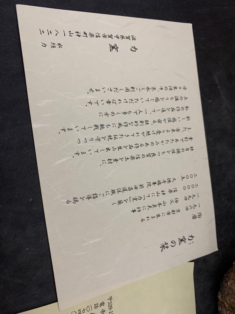 力窯　水垣力　扁壷　花器　花入　土味　栞共箱