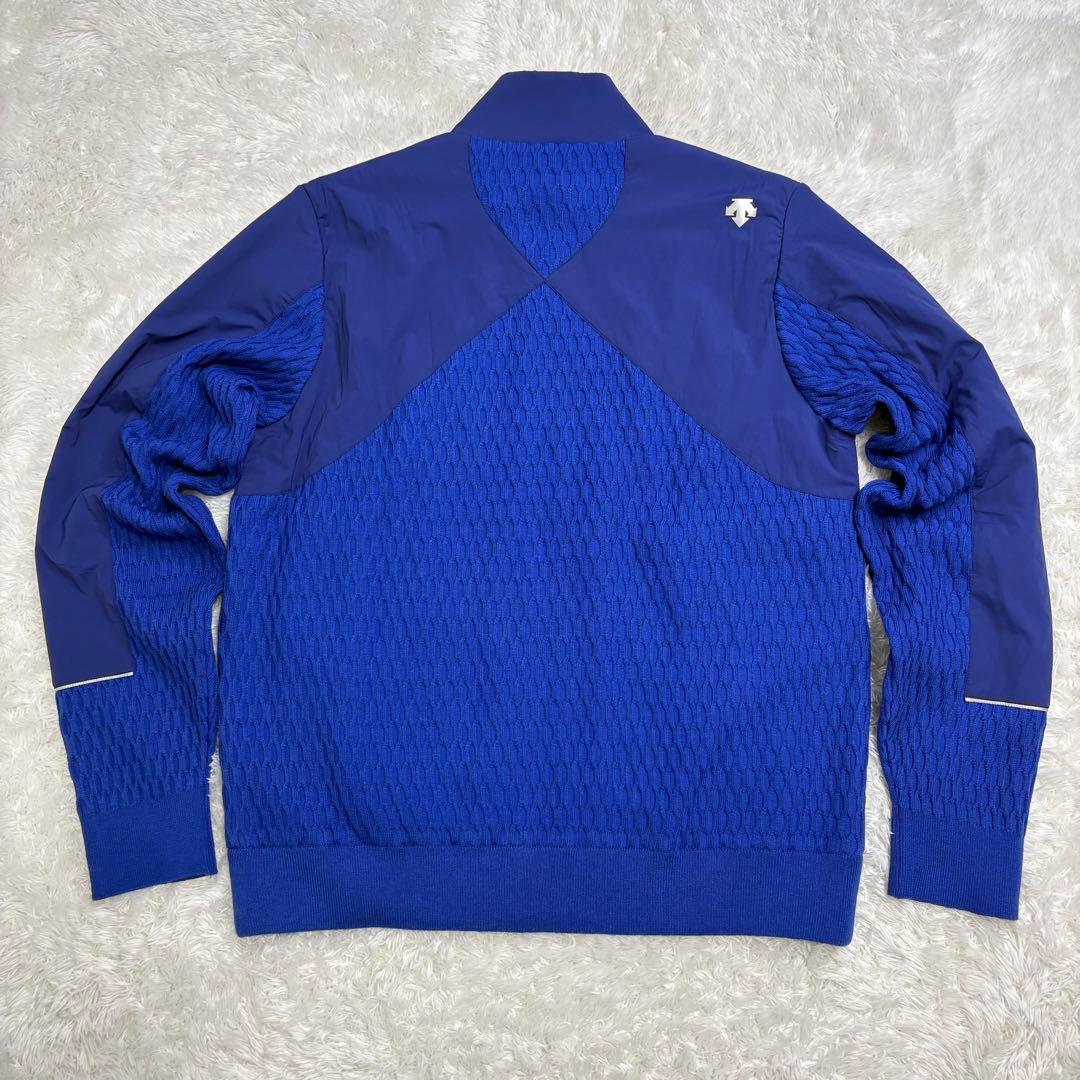 希少 SRIXON デサント ゴルフウェア ブルゾン ニット 素材切替 ブルー