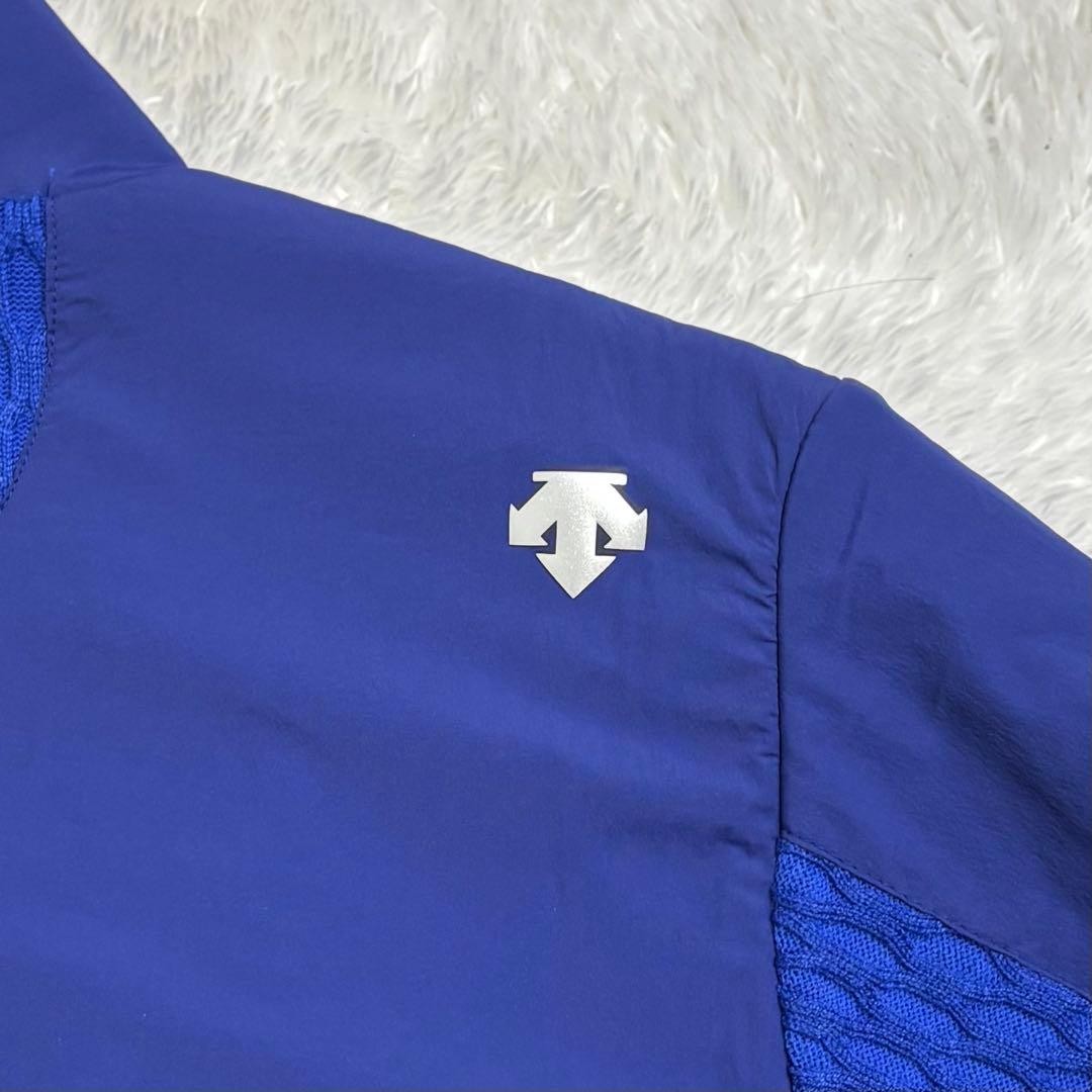 希少 SRIXON デサント ゴルフウェア ブルゾン ニット 素材切替 ブルー