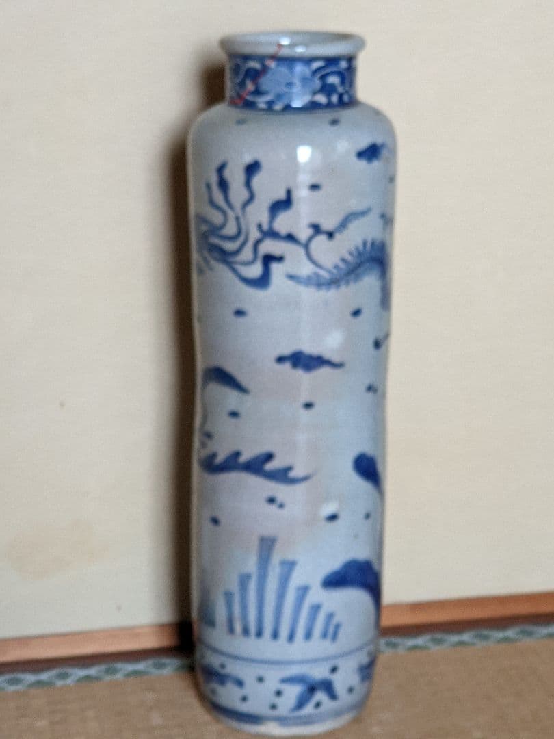 ⭐️染付の絶品 枯淡の趣き染付 犬山焼 窯変 安南写し壺 明治初期江戸期 骨董品