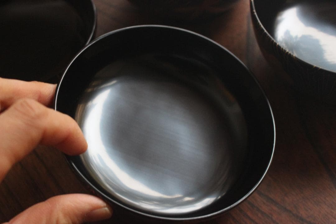 デッドストック！時代黒漆に極上松竹梅蒔絵の映える煮物椀2点（検輪島塗雑煮椀蒔絵椀