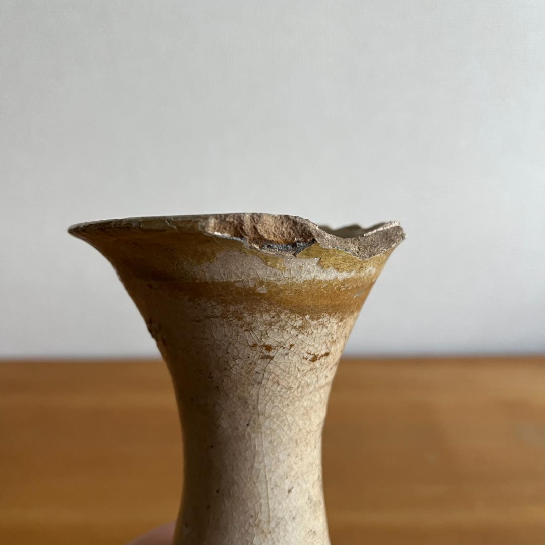 李朝 粉引 大徳利 朝鮮古陶磁 高35.8cm 口縁欠けあり