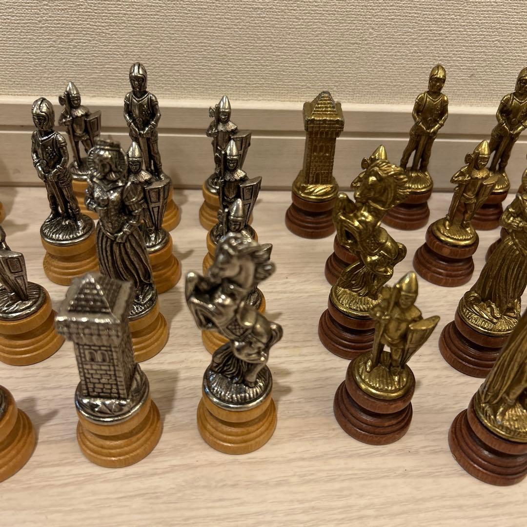 アンティークイタリア製チェス駒32個セットインテリア小物ミニチュア女神馬キング