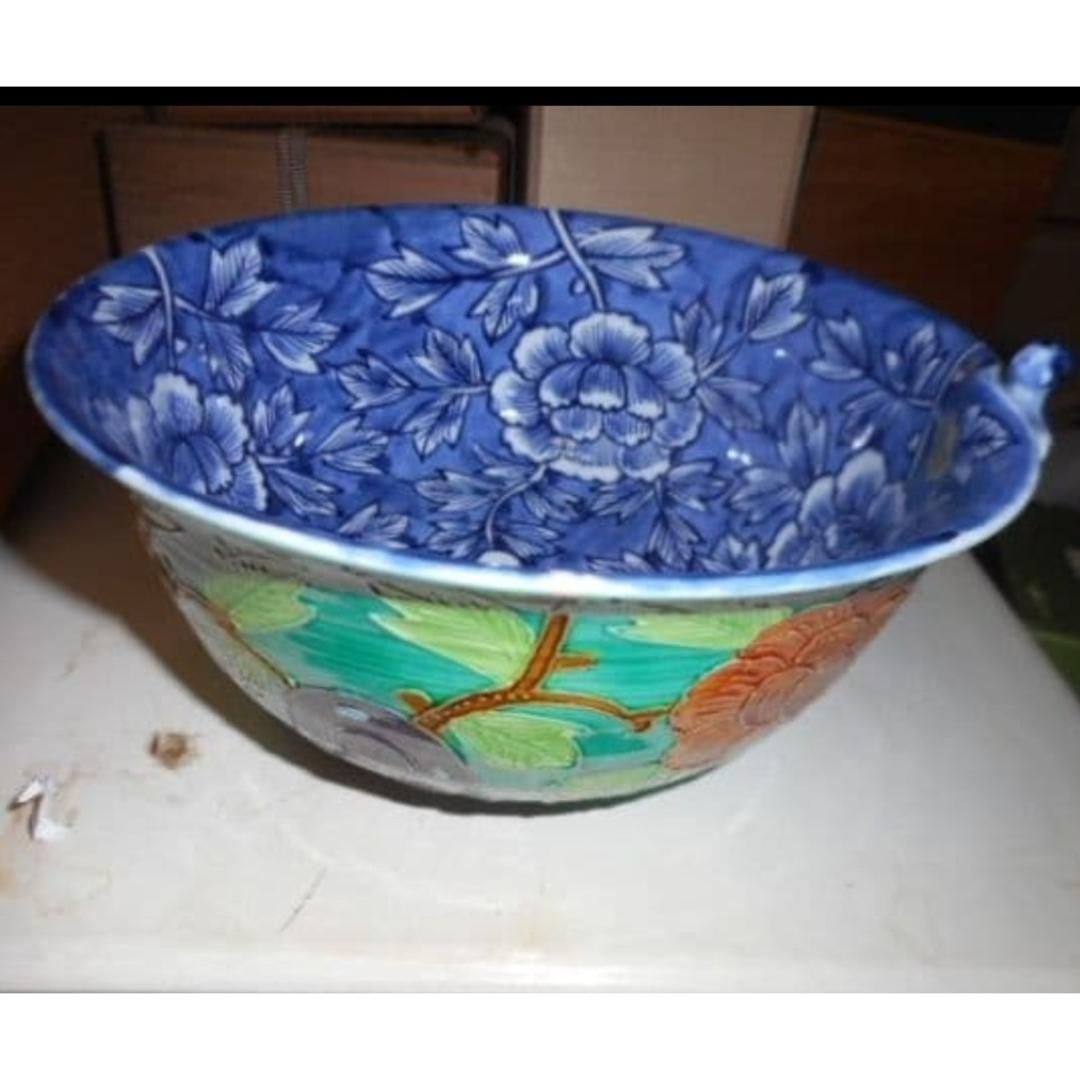 京焼 清水焼 秀峰 菓子鉢 交趾 平安　 交趾牡丹 盛鉢