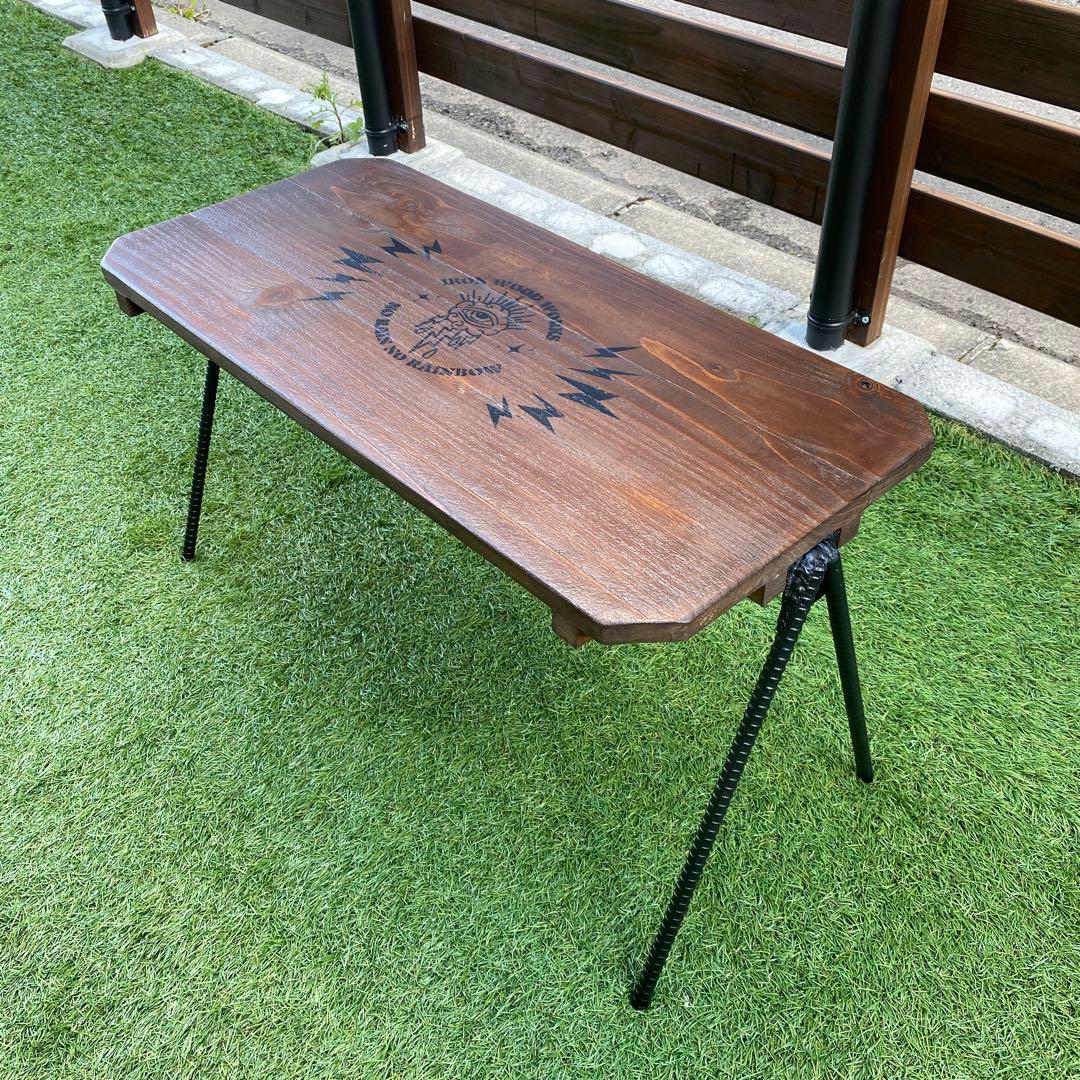 アイアンテーブル　キャンプテーブル　ハンドメイド　サイドテーブル　男前　無骨