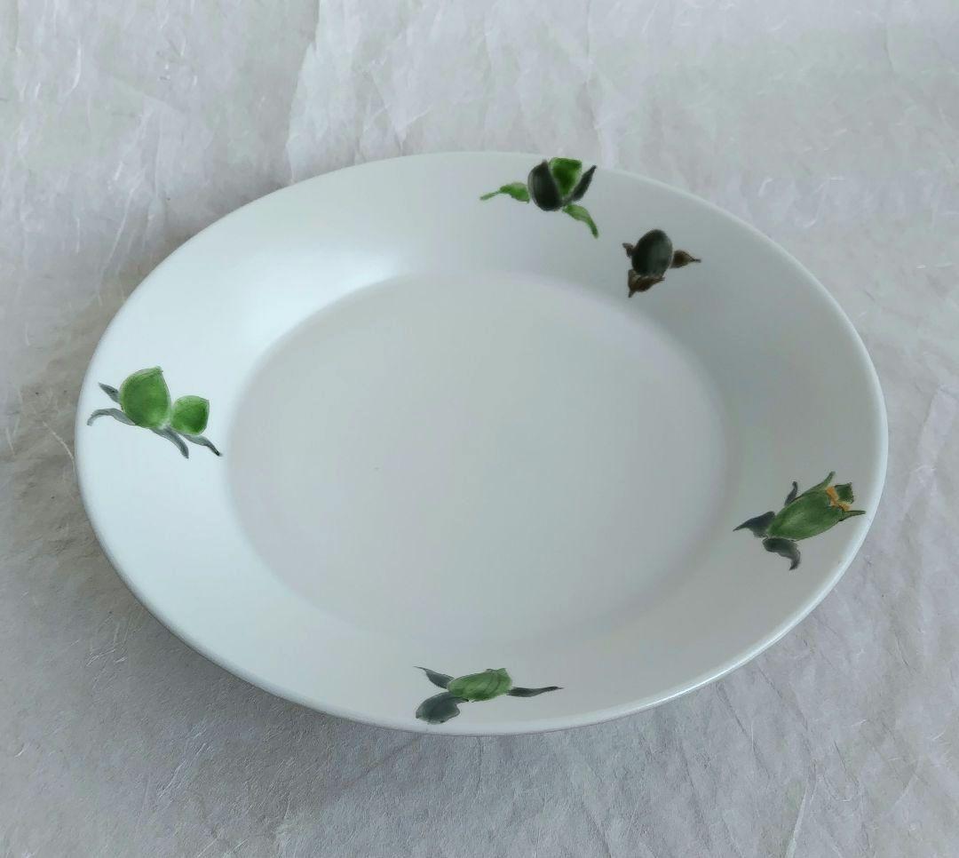 色絵磁器ふきのとう九寸皿 (豊福 誠 作)　未使用 新品同様