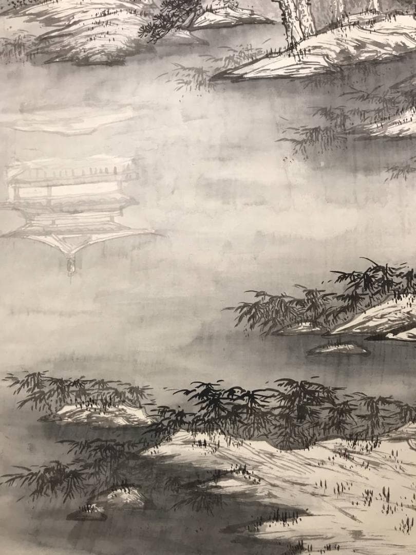 作者不詳/山水図/金閣寺/雪景金閣寺図/掛軸/名家伝来/AC-265