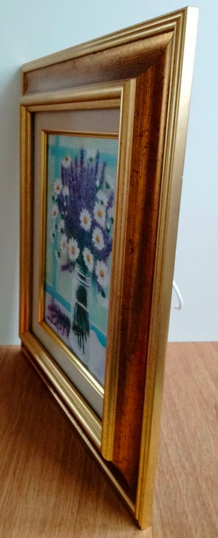 新作・油絵　窓辺のラベンダー　F3