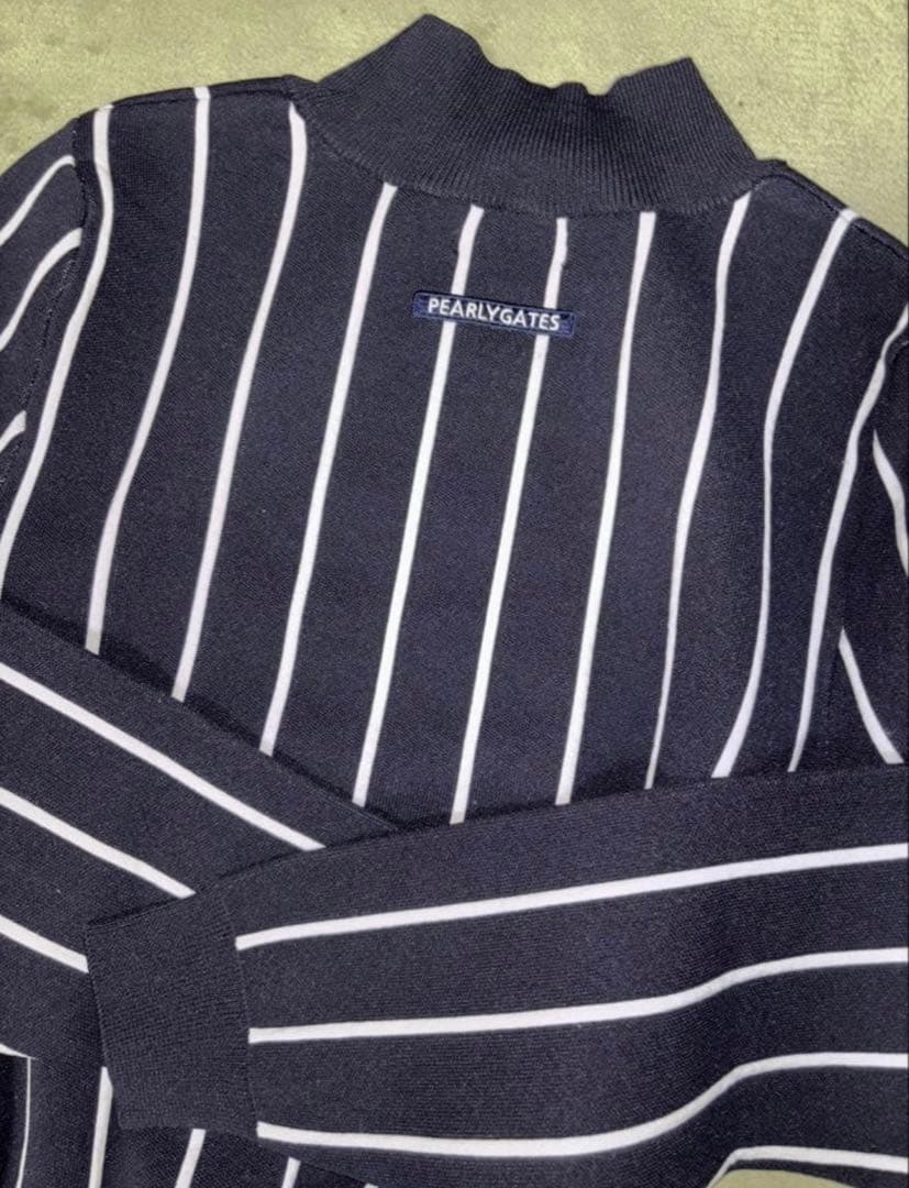 （超美品）パーリーゲイツ、ピンストライプ柄、ニットワンピース、サイズ0