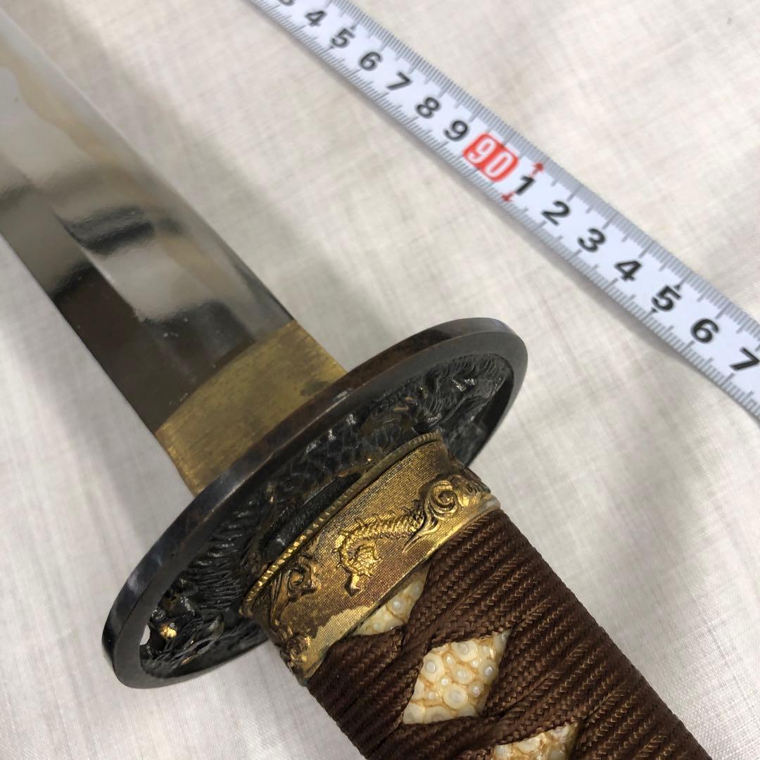 模造刀、美品　龍に梵字 茶色の柄 90cm
