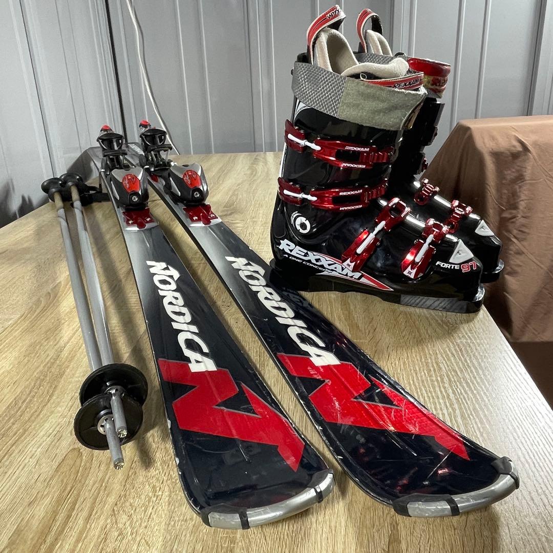 NORDICA165cm REXXAM26/26.5cmストック付きスキーセット