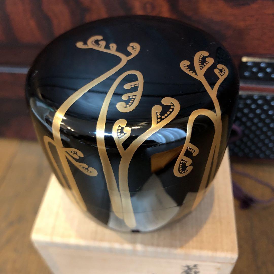 茶道具 棗 なつめ 雄峰作 蕨蒔絵 新品未使用