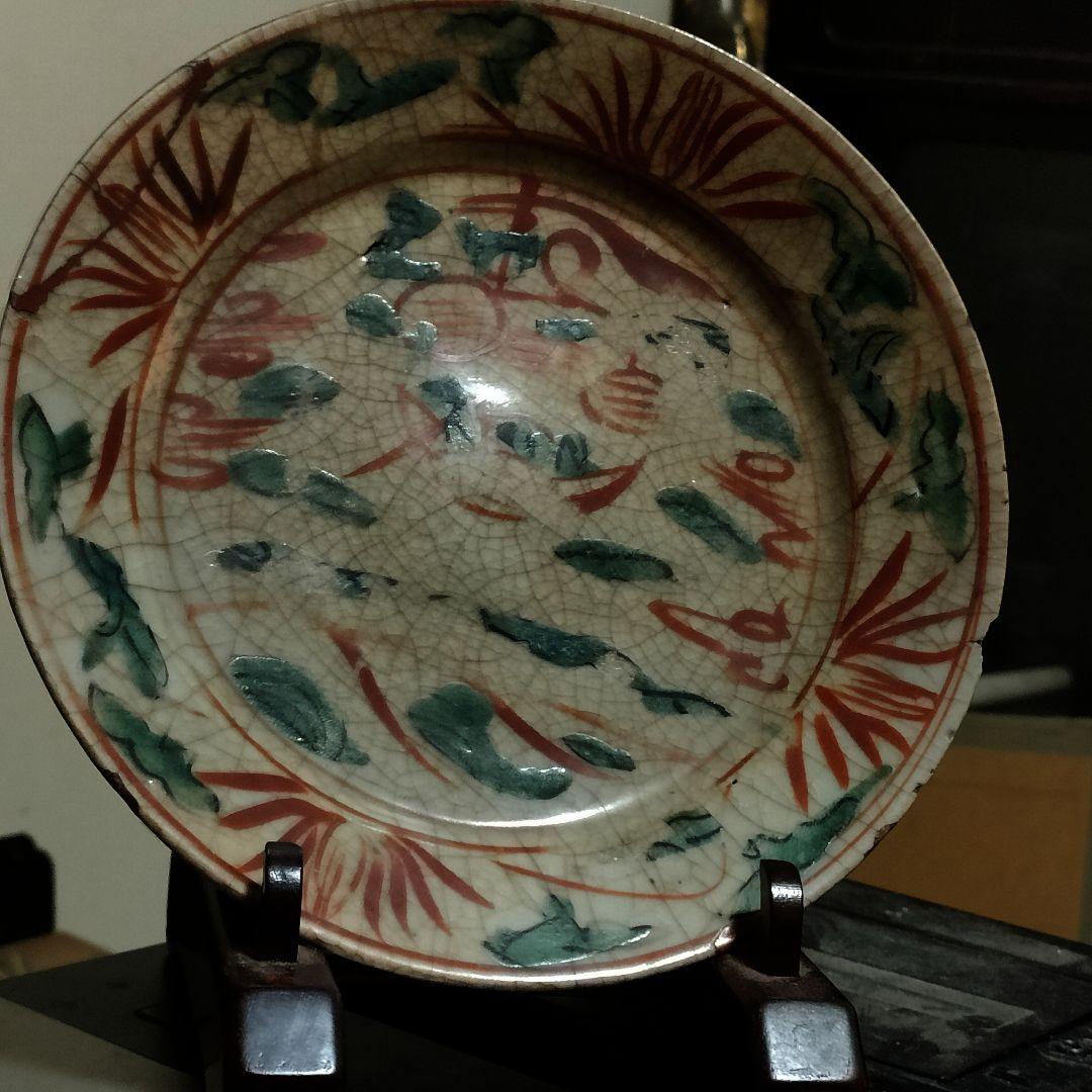 呉須赤絵　時代物　皿　骨董アンティーク