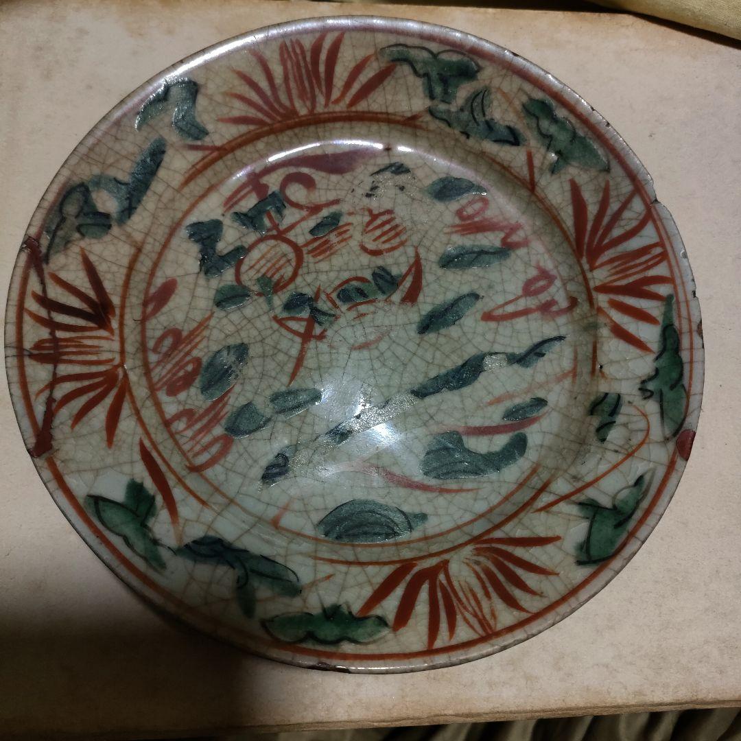 呉須赤絵　時代物　皿　骨董アンティーク