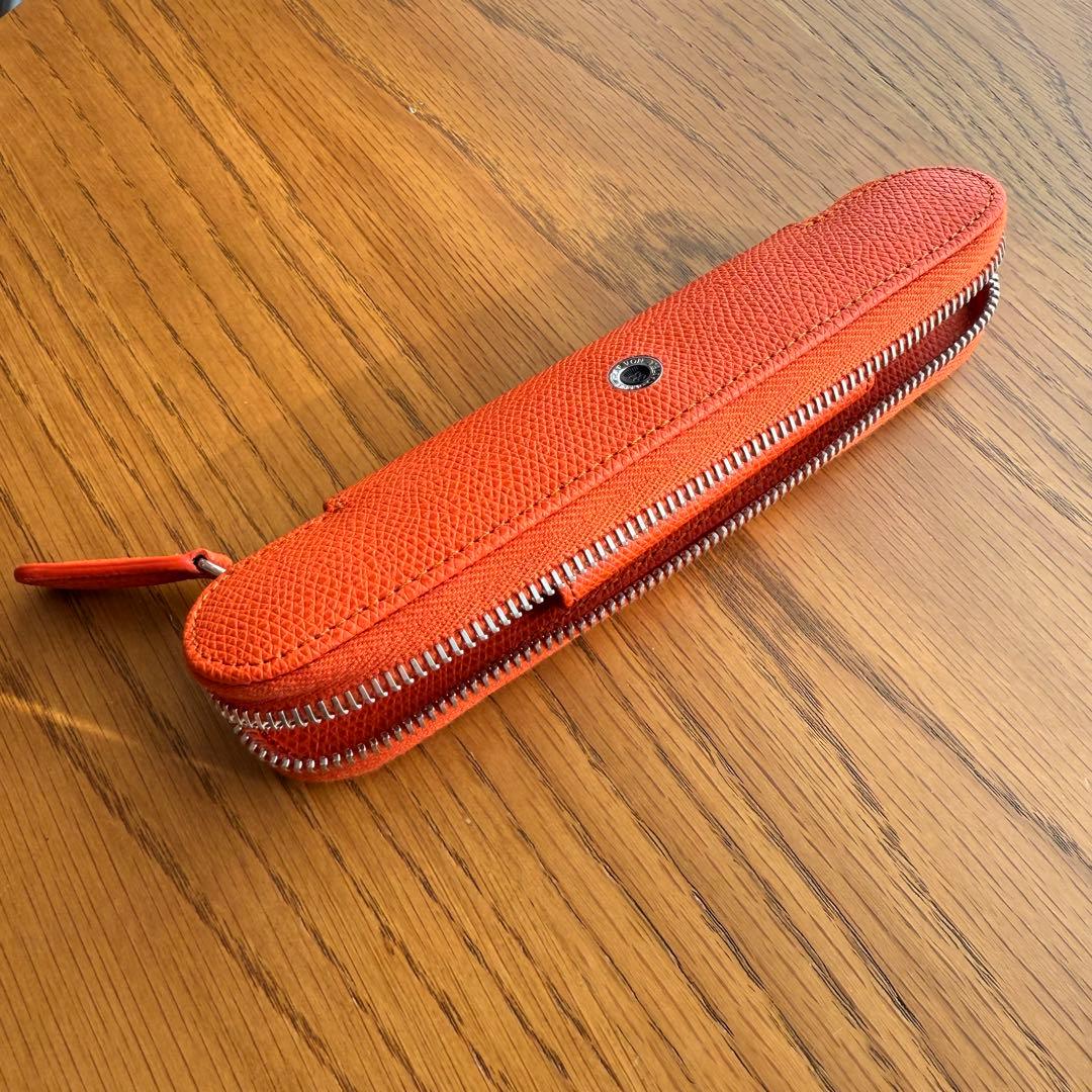 ファーバーカステル　グレインレザーペンケース オレンジ