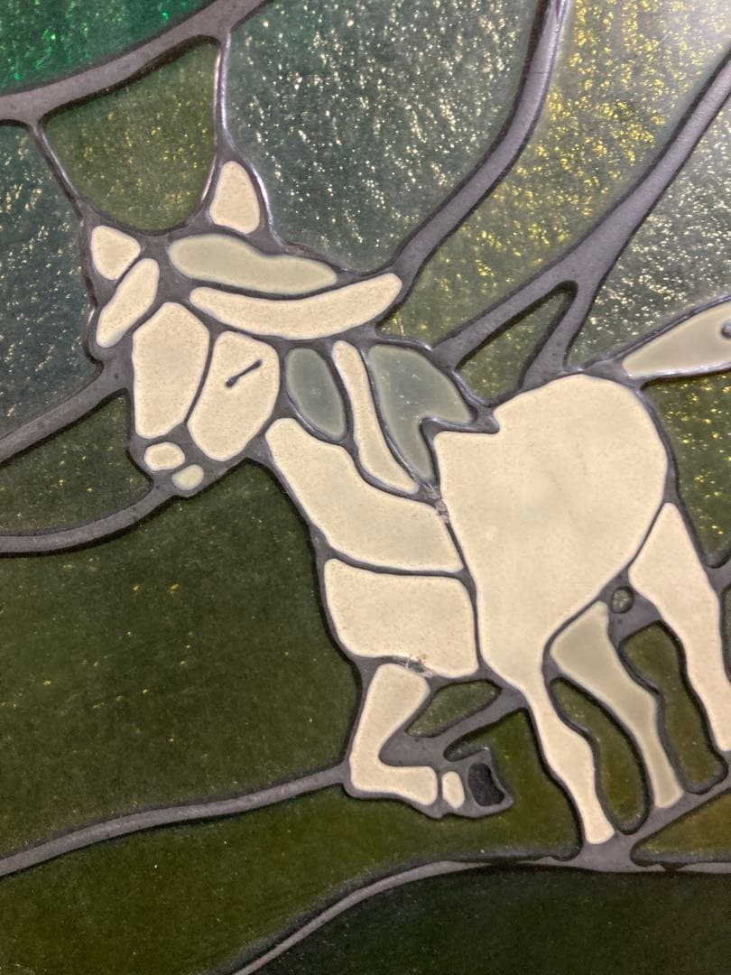 ステンドグラス　壁掛けインテリア　アンティーク調　ヴィンテージ　ユニコーン
