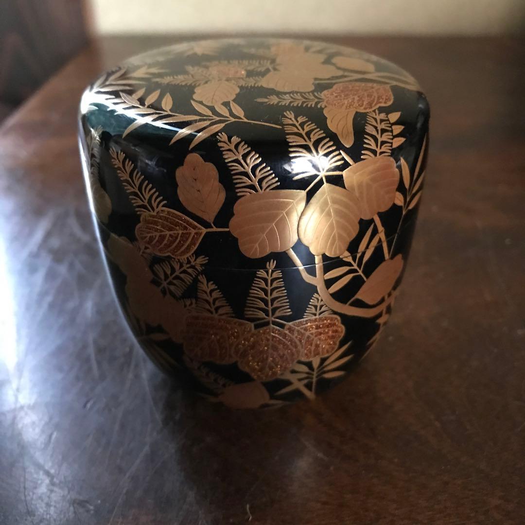 美品　希少　茶道具　棗　大棗　嵯峨蒔絵　村田宗覚　直径7×高7cm