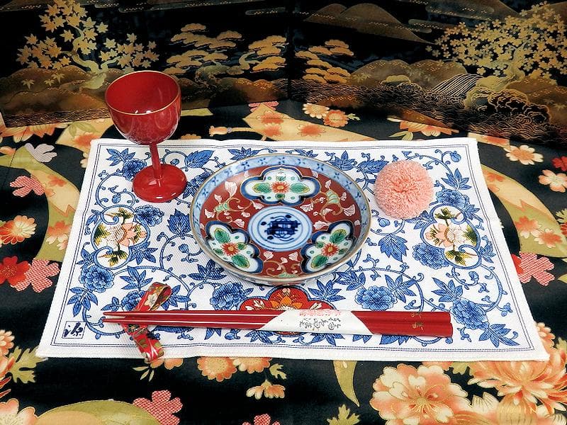 大聖寺伊万里　色絵　窓絵　菊に唐草の図　４寸皿　５客　A136A-CBe