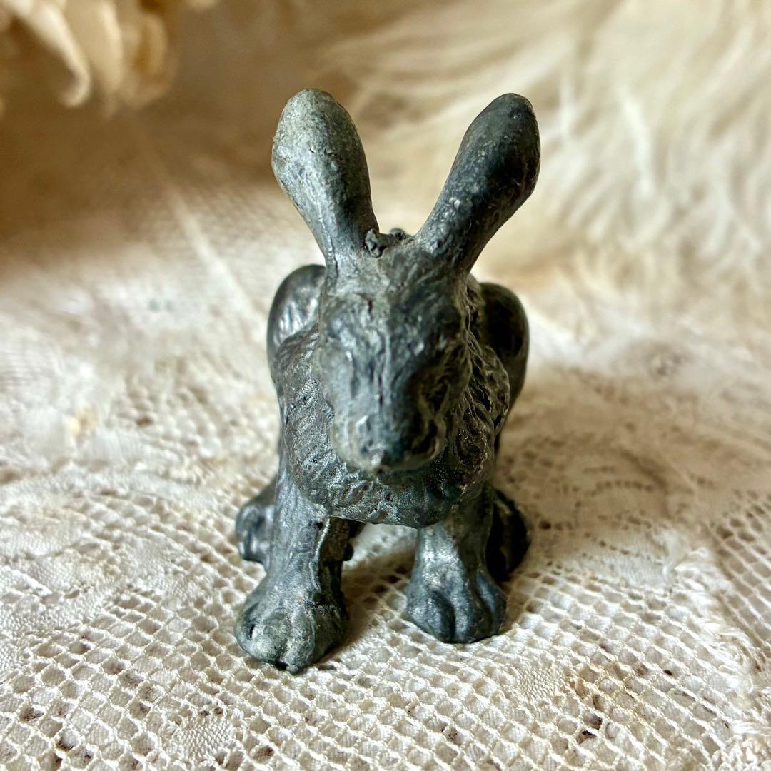 19世紀うさぎフィギュア　オブジェ　ペーパーウェイト　フランスアンティーク