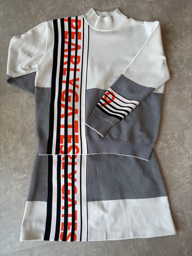 パーリーゲイツ ポリエステルヤーンmmバイヤスジャガードニットセーター