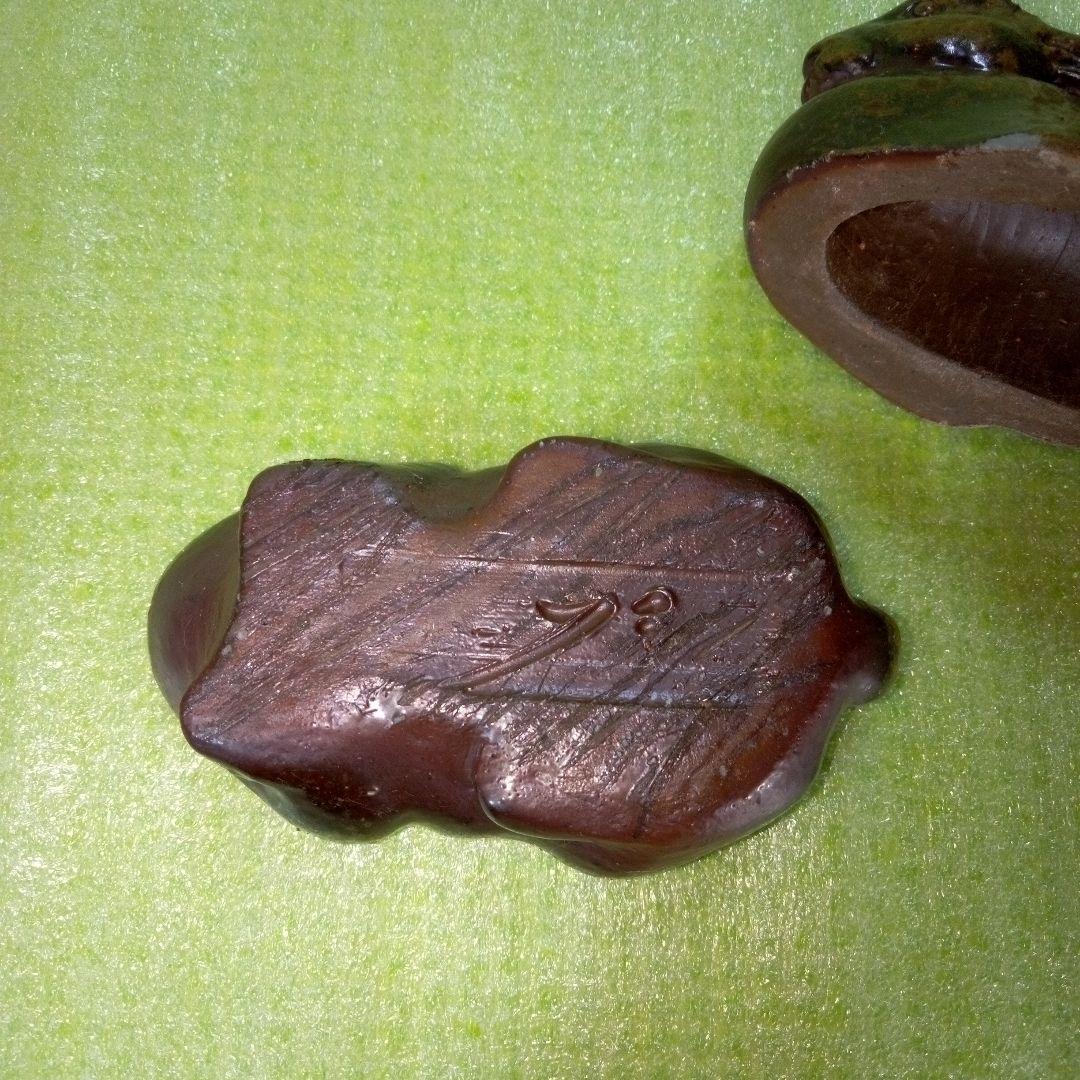 ウサギ型香合　アンティーク　レトロ　茶色　うさぎ　ラビット　リアル　陶器製？