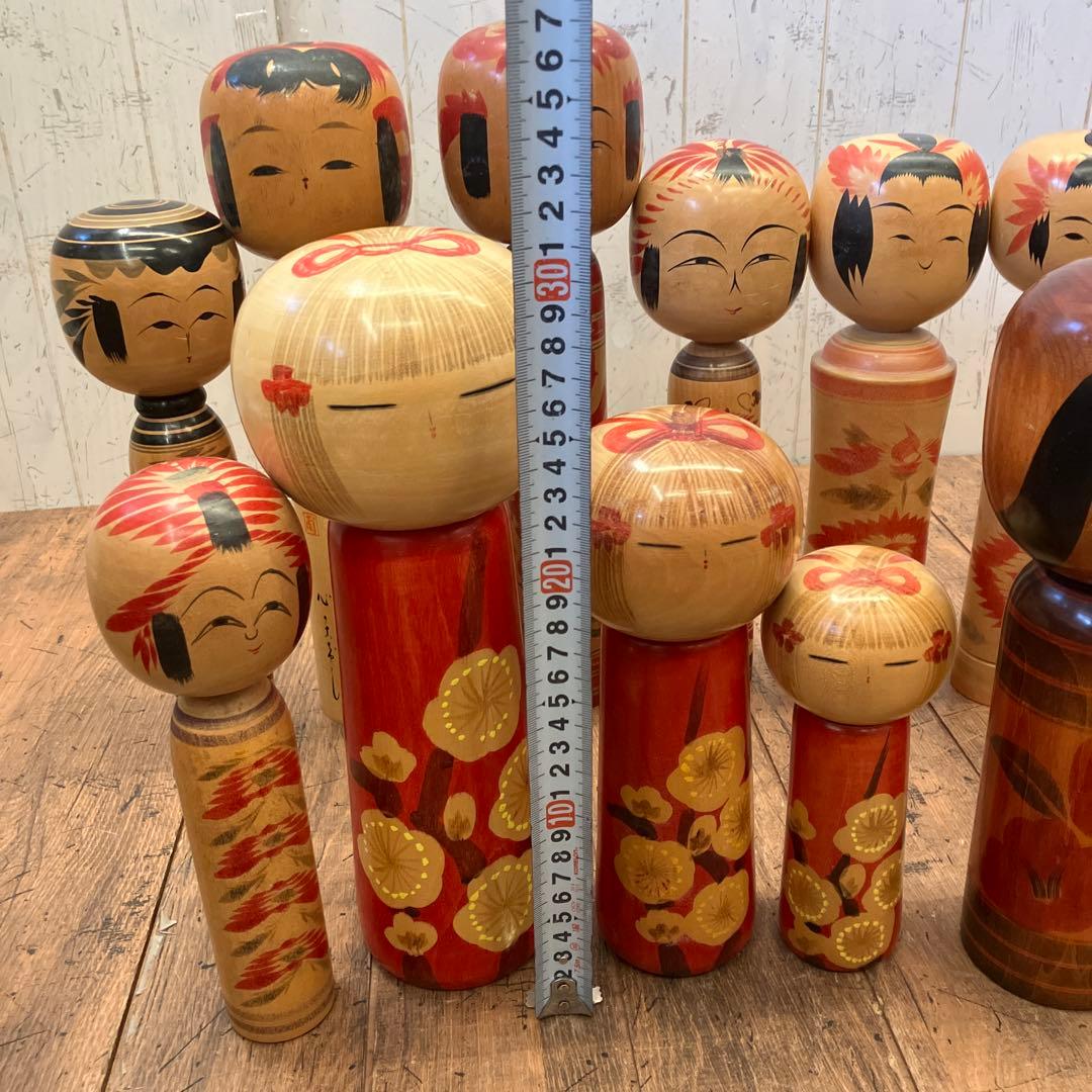 ③昭和レトロ 伝統工芸 郷土玩具 木製 創作 こけし 小芥子 13体 まとめ売り
