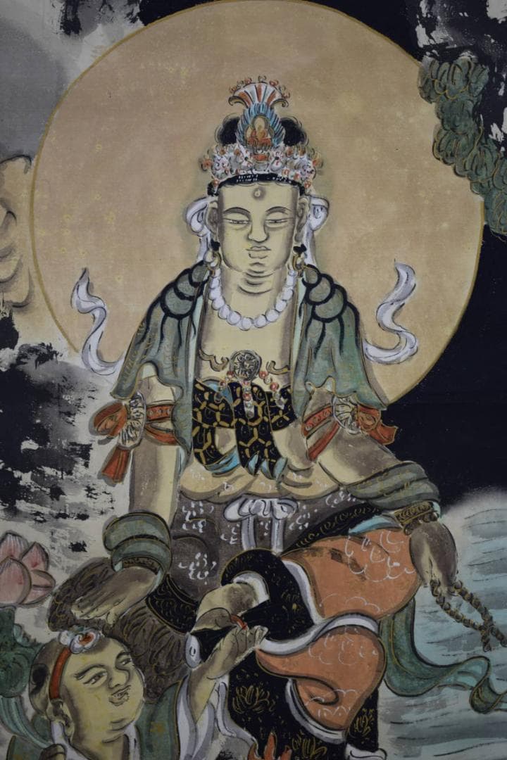 真作/作者不明/古画観音図/布袋屋掛軸HG-552